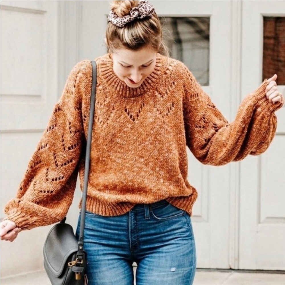 Madewell Pointelle Bubble-Sleeve Pullover Sweater - Picture 10 of 10